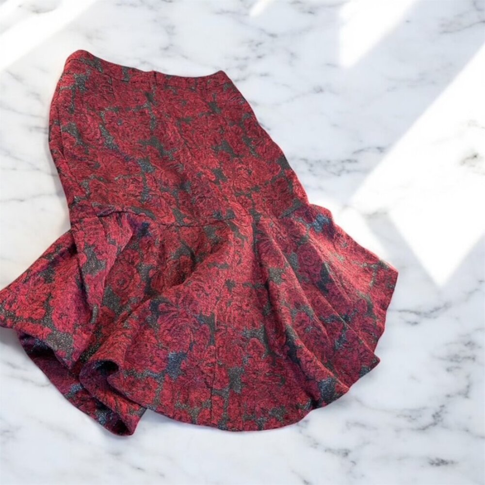 Rachel Parcell- Fluted Red Skirt